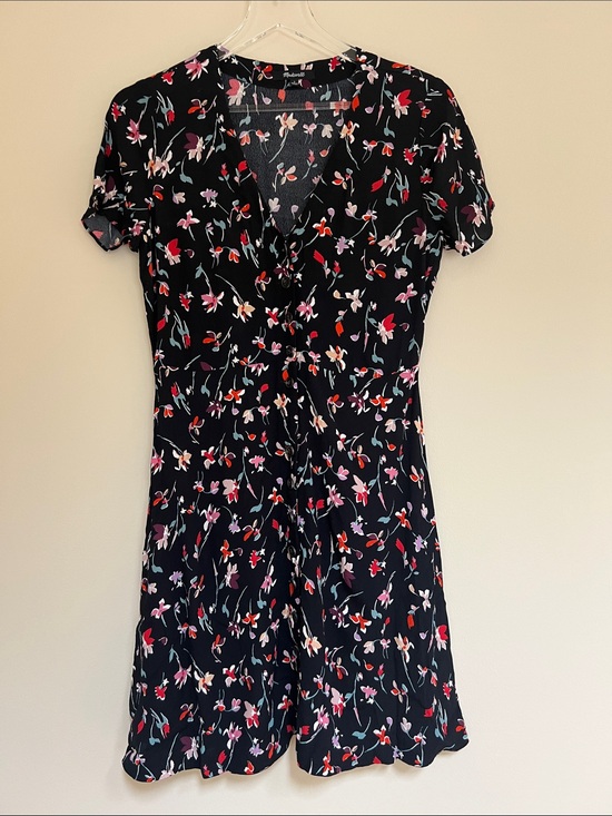 Madewell Dresses & Skirts - Madewell Black Floral V-Neck Button Mini Dress 2